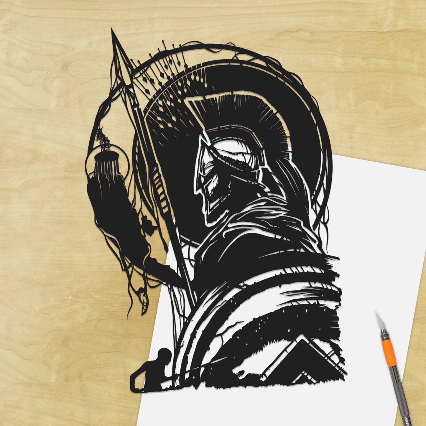 UNFRAMED King Leonidas 300 paper cut art