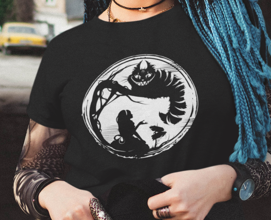 Unisex Shirt, Alice in Wonderland Shirt, Fairy Tale Shirt, Cheshire Cat T-Shirt, Cat Shirt, We're All Mad Here shirt, Storybook Shirt