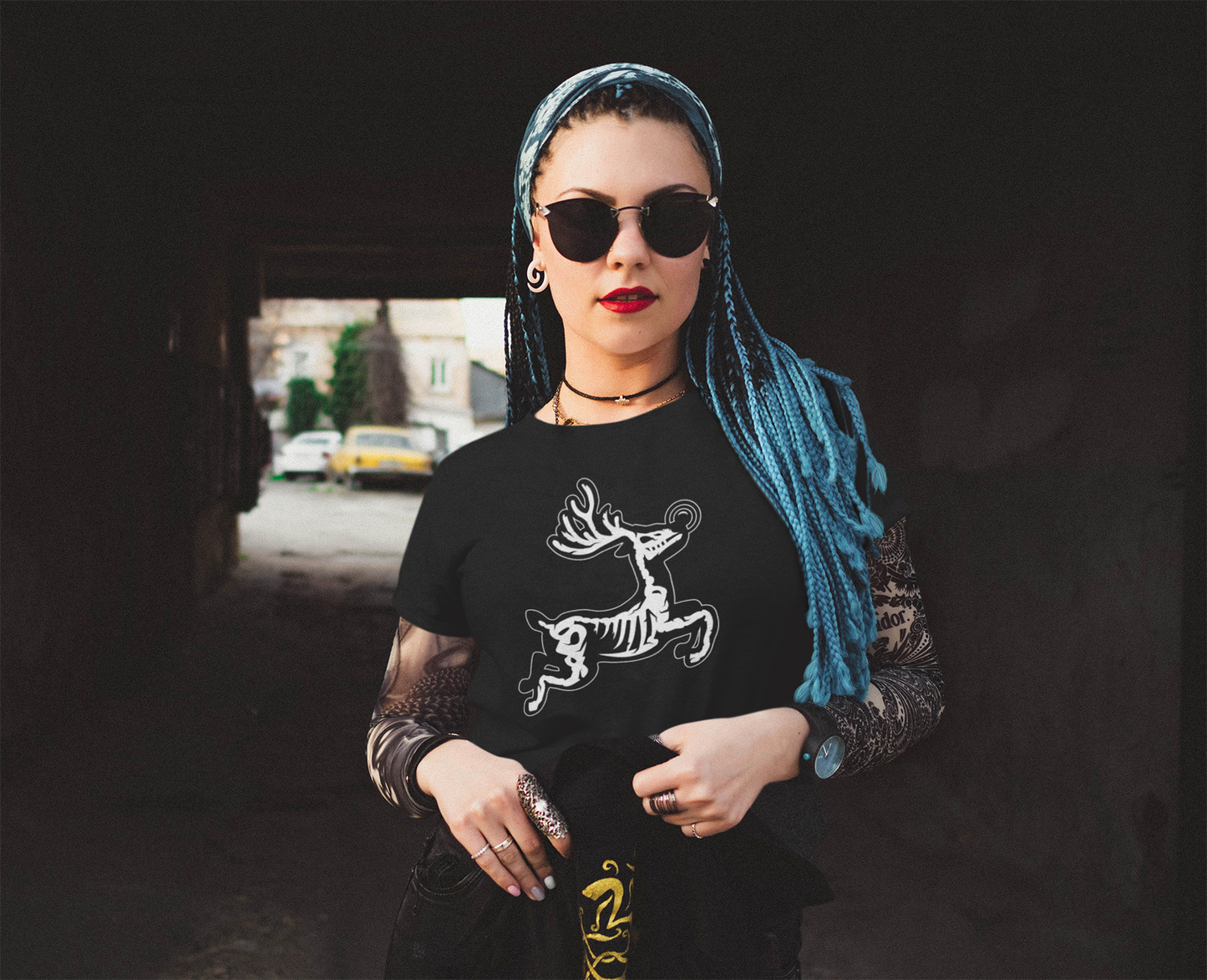 Unisex Shirt, Rudolf The Red Nosed Reindeer, Skeleton Shirt, Christmas Shirt, Xmas Shirt, Horror Shirt, Gothic Apparel, Goth Tee, Goth Core