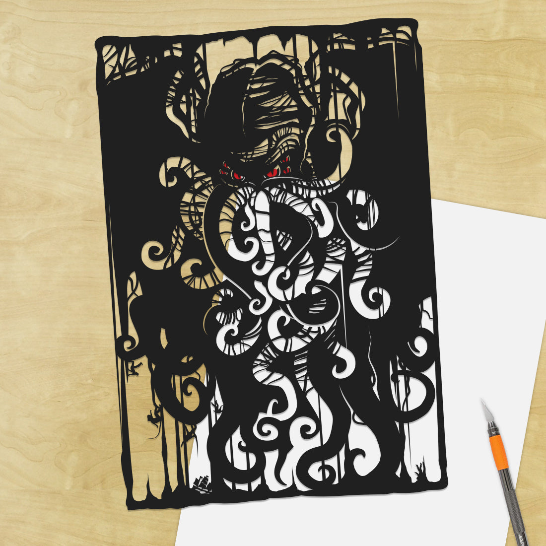 UNFRAMED Cthulhu paper cut art