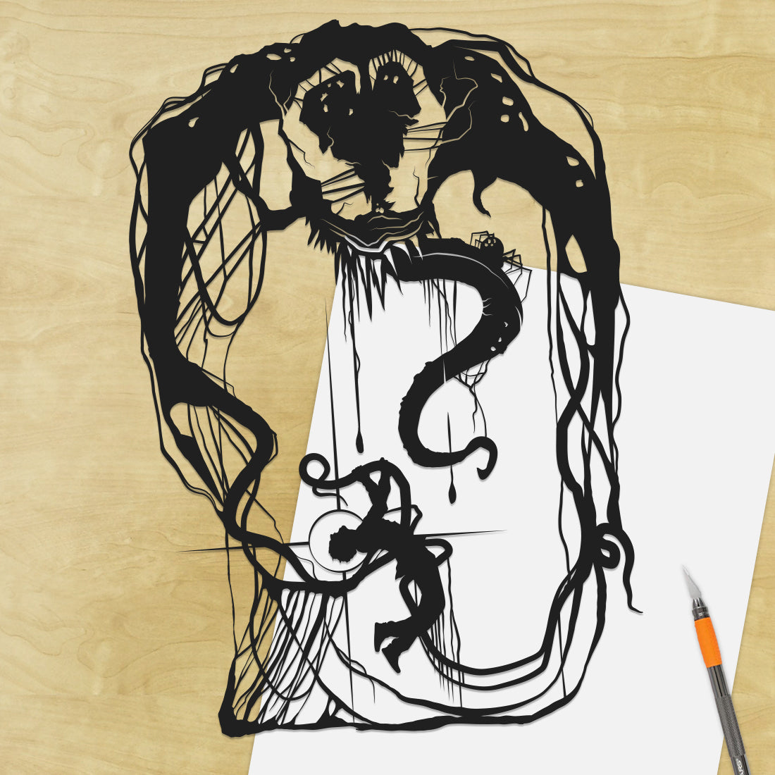 UNFRAMED Venom paper cut art