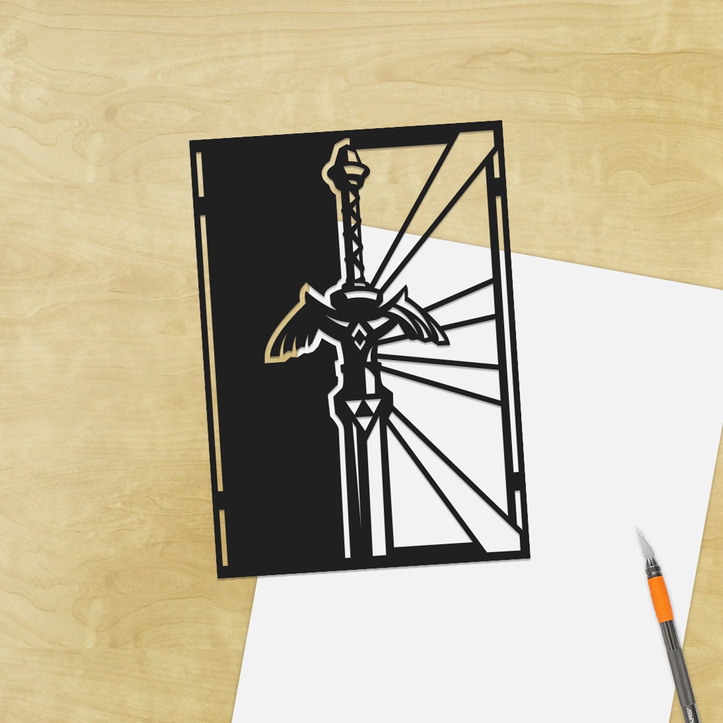 UNFRAMED Zelda - Master Sword paper cut art