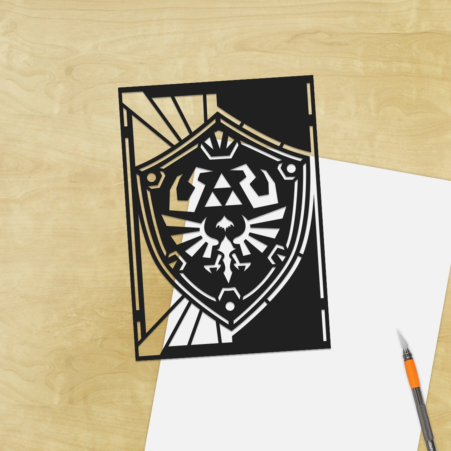 UNFRAMED Zelda - Hyrule Shield paper cut art