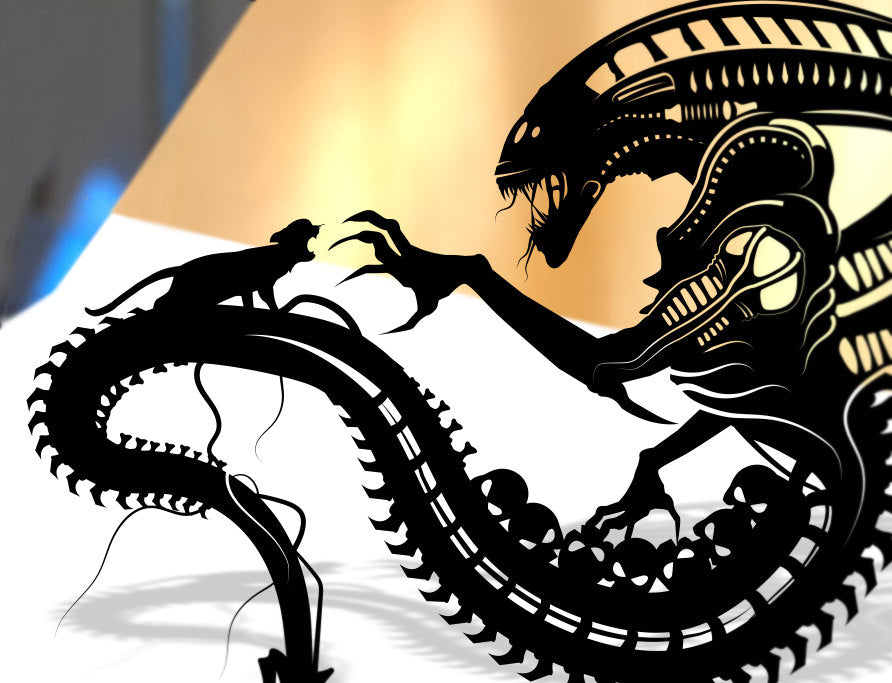 UNFRAMED Xenomorph paper cut art