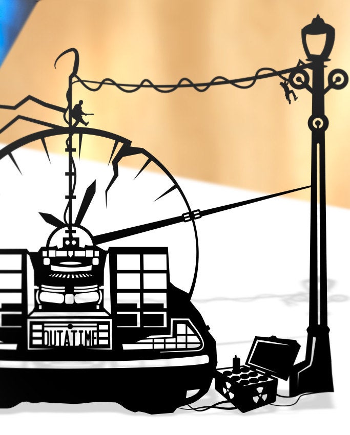 UNFRAMED Outta Time - Back to the Future paper cut art