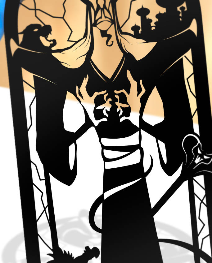 UNFRAMED Jafar - Aladdin paper cut art