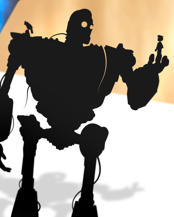 UNFRAMED Iron Giant and Hogarth paper cut art