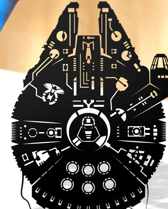 UNFRAMED Star Wars The Millennium Falcon paper cut art