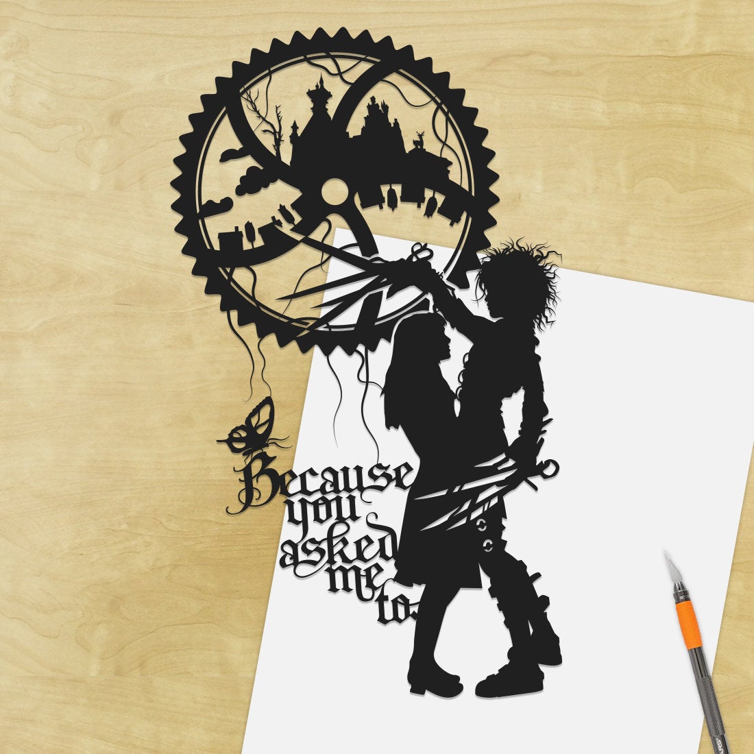UNFRAMED Edward Scissorhands paper cut art