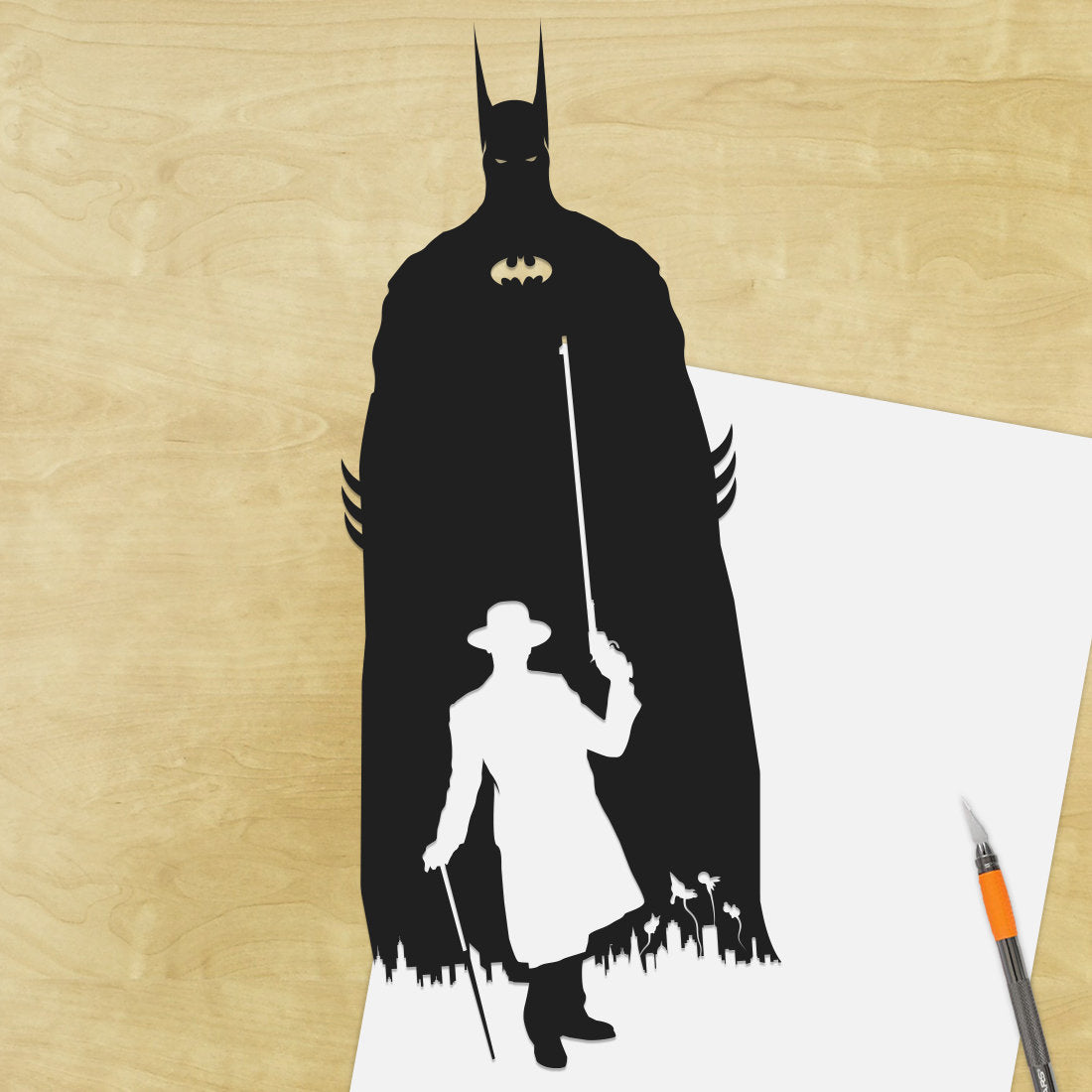 UNFRAMED Gotham Parade paper cut art