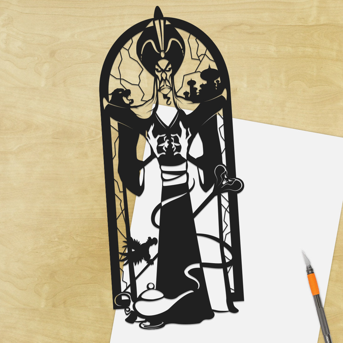 UNFRAMED Jafar - Aladdin paper cut art