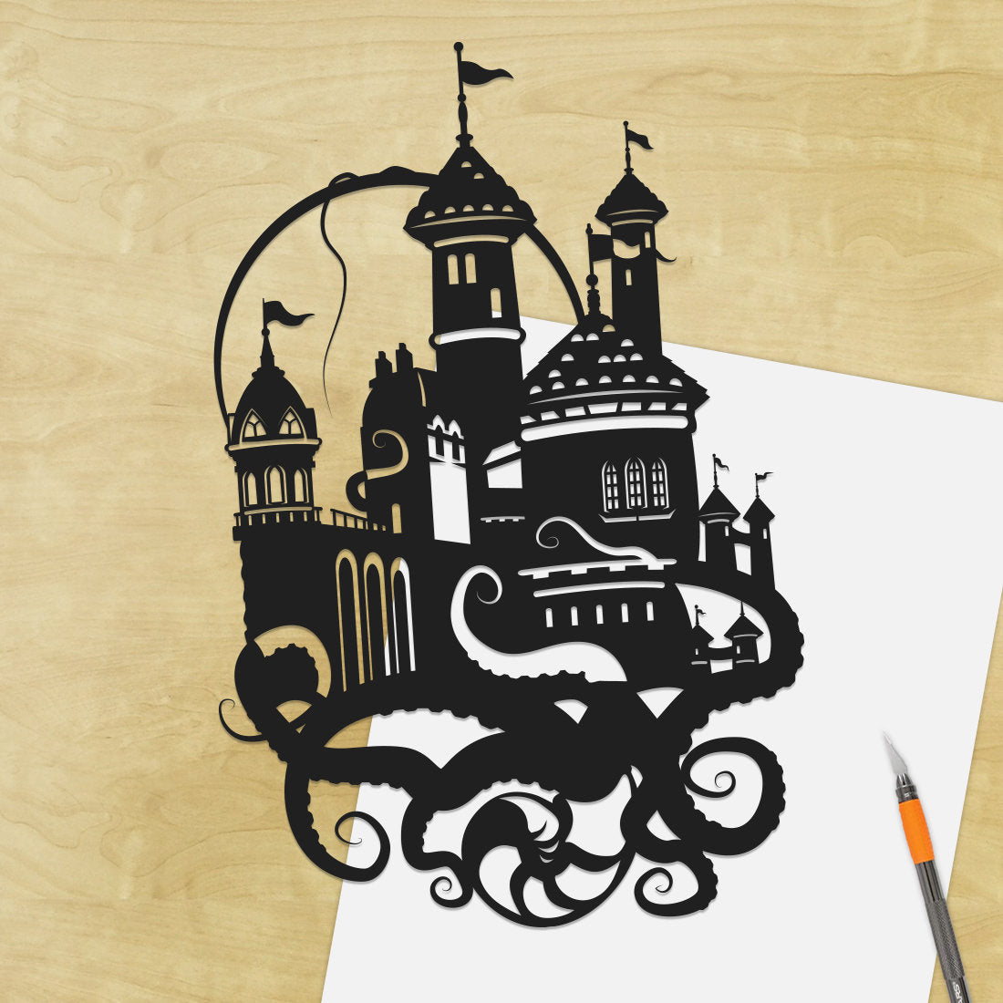 UNFRAMED Little Mermaid - Prince Eric's Castle paper cut art