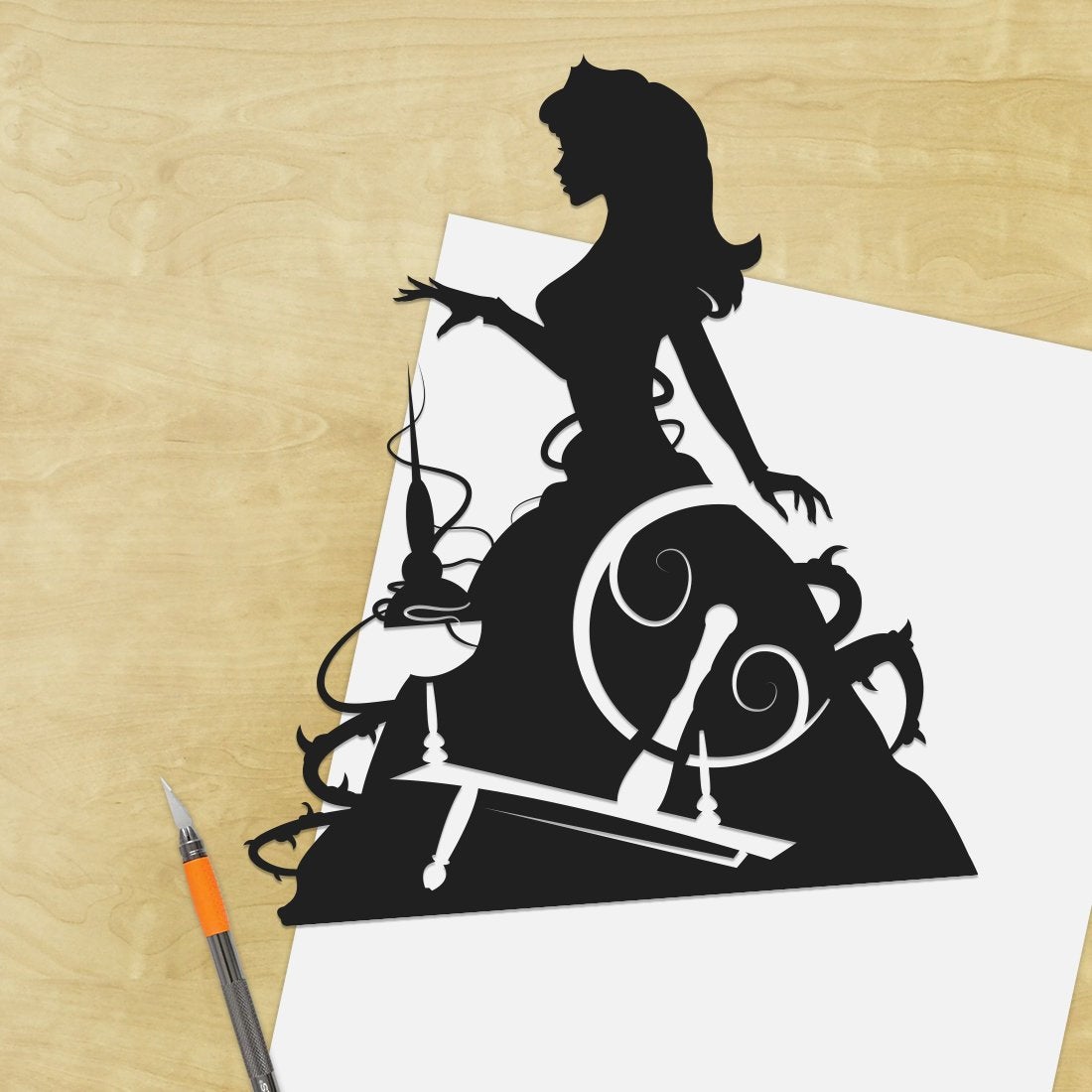 UNFRAMED Princess Aurora paper cut art