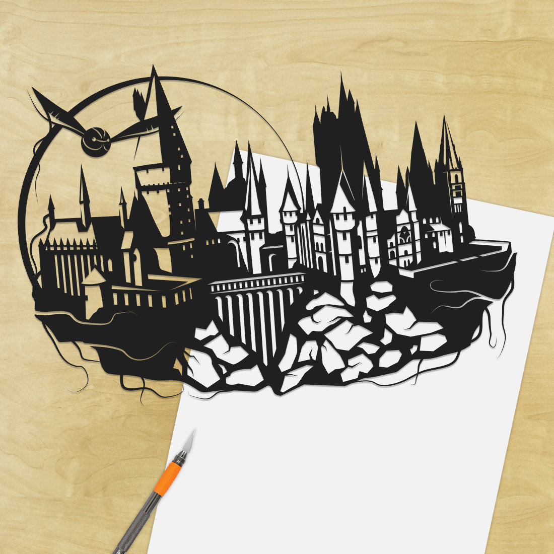 UNFRAMED Hogwarts Castle - Harry Potter paper cut art