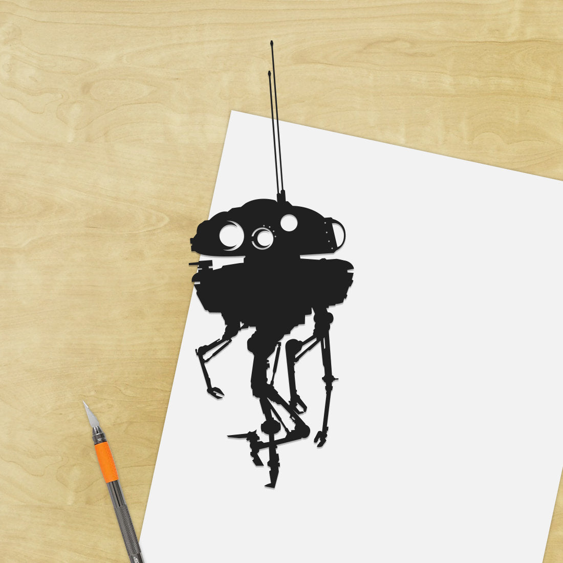 UNFRAMED Star Wars Probe Droid paper cut art