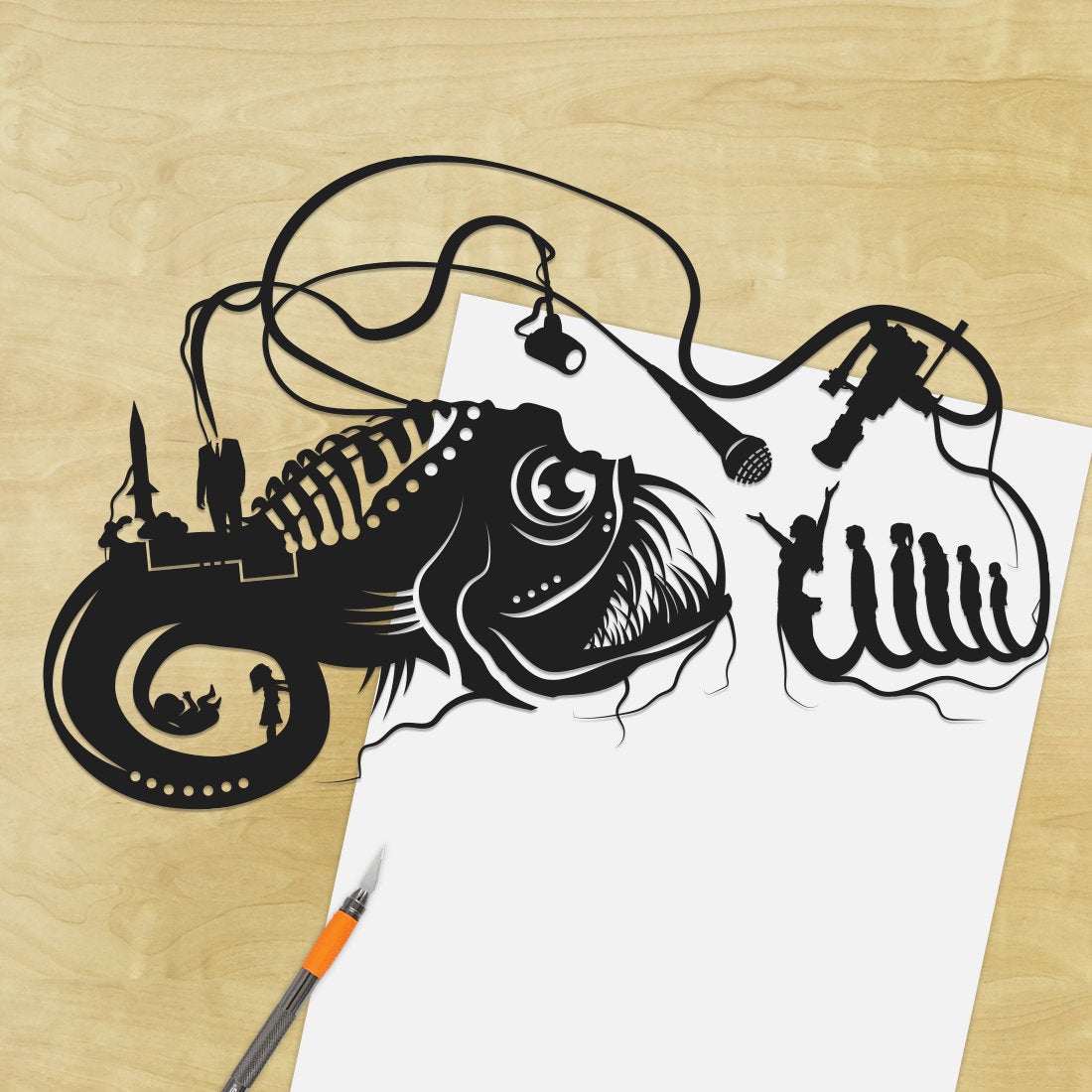 UNFRAMED Almost Famous - Dystopia paper cut art