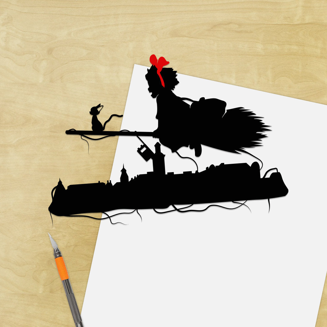 UNFRAMED Kiki's Delivery Service paper cut art