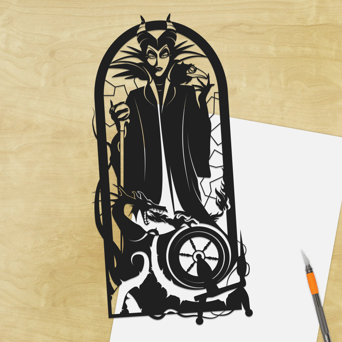UNFRAMED Maleficent paper cut art