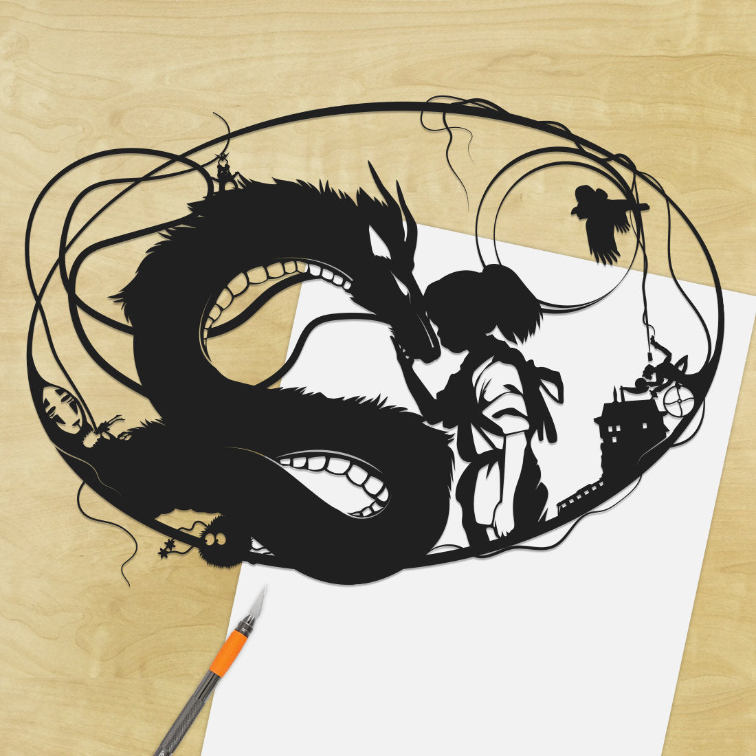 UNFRAMED Spirited Away paper cut art