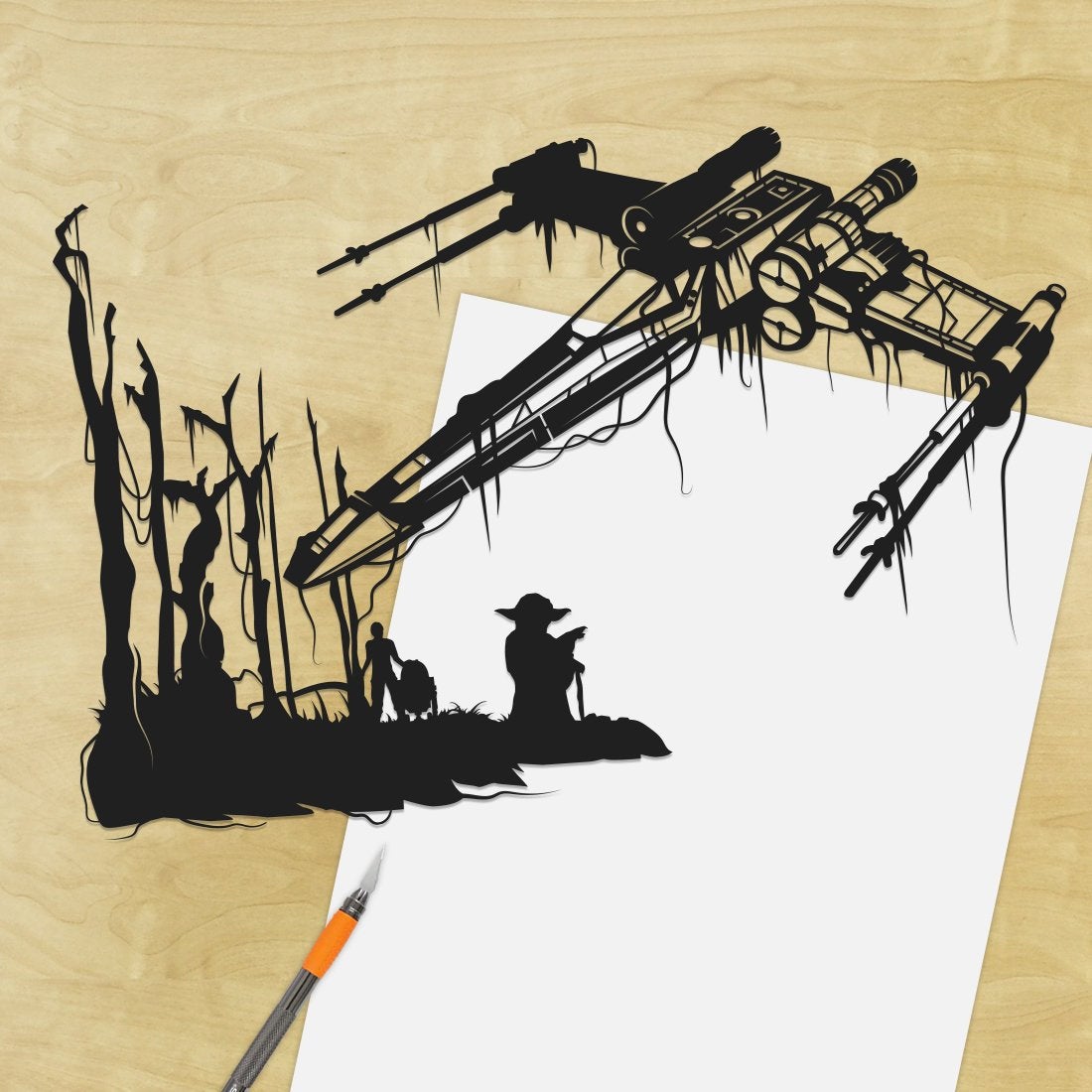 UNFRAMED X-Wing Star Wars paper cut art