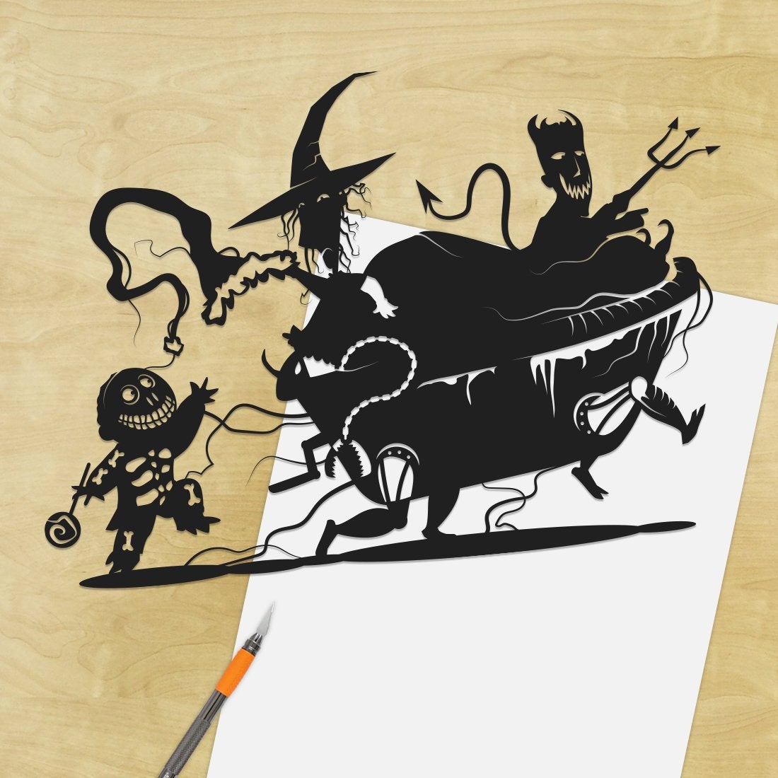 UNFRAMED Nightmare Before Christmas - Lock Shock Barrel paper cut art