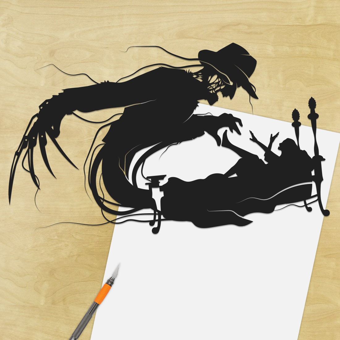UNFRAMED Freddy Krueger - Nightmare on Elm Street paper cut art