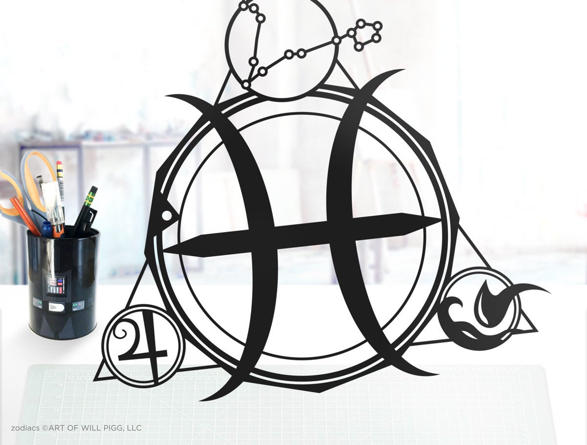 UNFRAMED Pisces Stars Sign paper cut art
