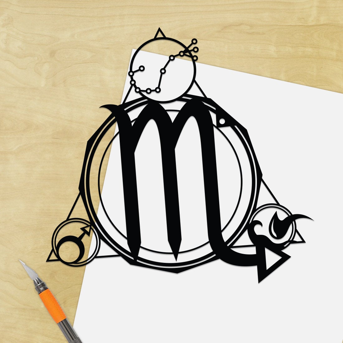 UNFRAMED Scorpio Stars Sign paper cut art