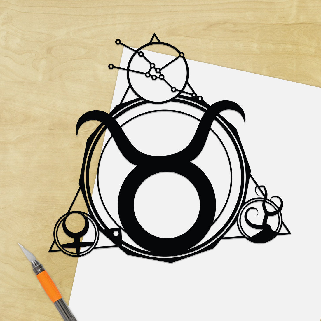 UNFRAMED Taurus Stars Sign paper cut art