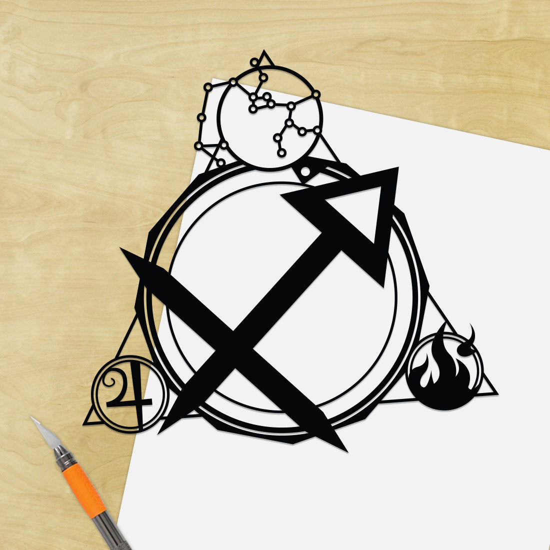 UNFRAMED Sagittarius Stars Sign paper cut art