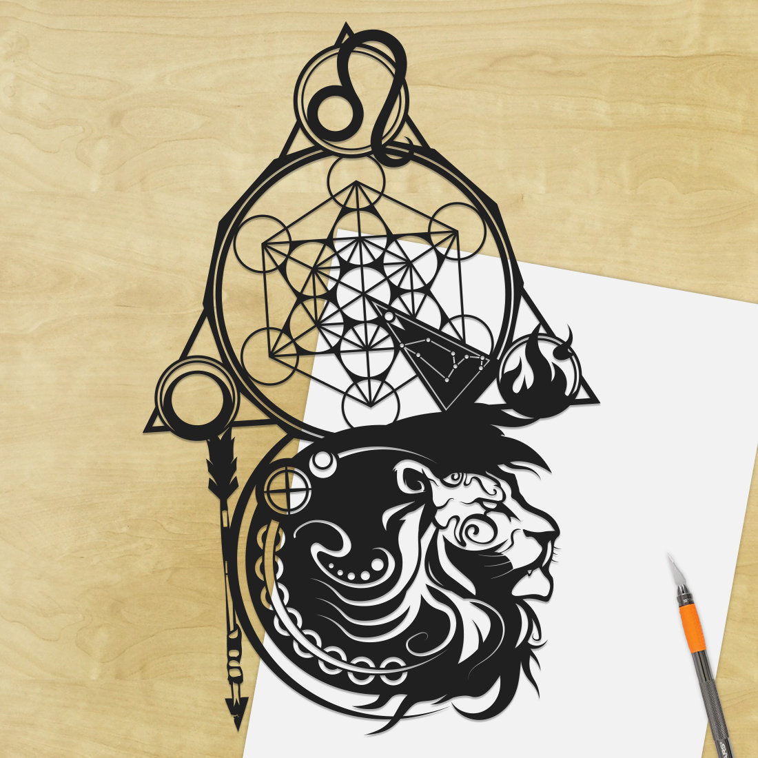 UNFRAMED Leo Zodiac paper cut art