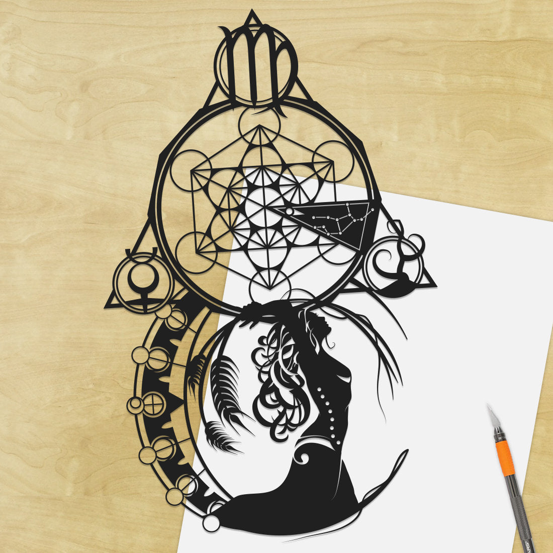 UNFRAMED Virgo Zodiac paper cut art