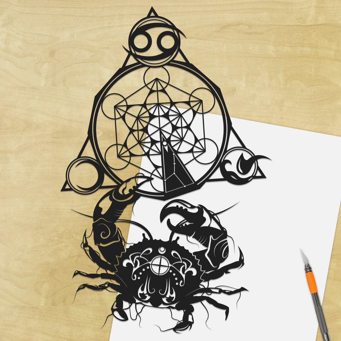 UNFRAMED Cancer Zodiac paper cut art