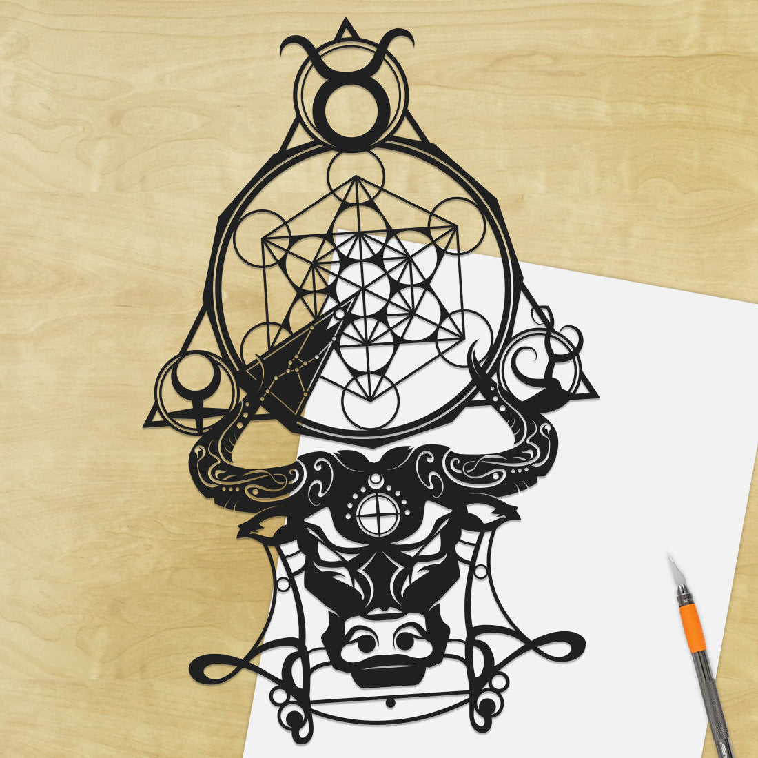 UNFRAMED Taurus Zodiac paper cut art