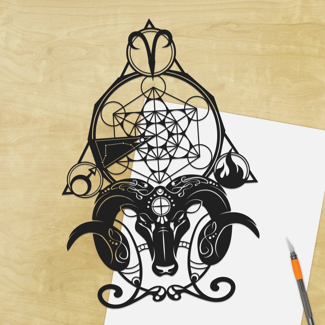 UNFRAMED Aries Zodiac paper cut art