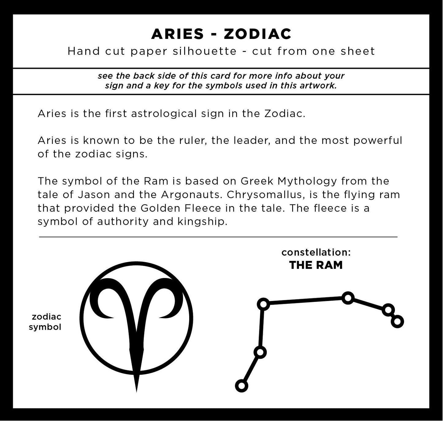 UNFRAMED Aries Zodiac paper cut art
