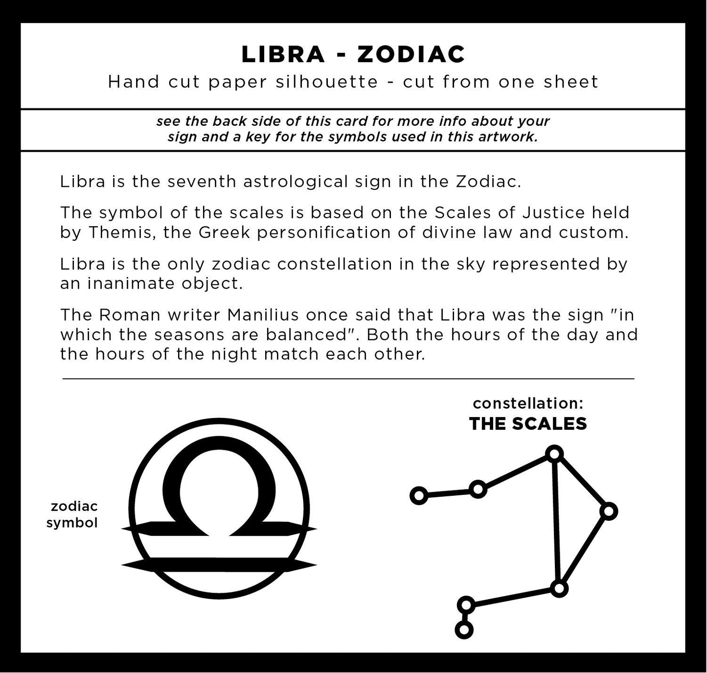 UNFRAMED Libra Zodiac paper cut art