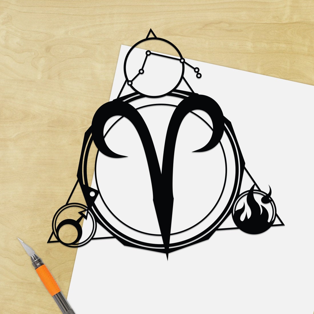UNFRAMED Aries Stars Sign paper cut art