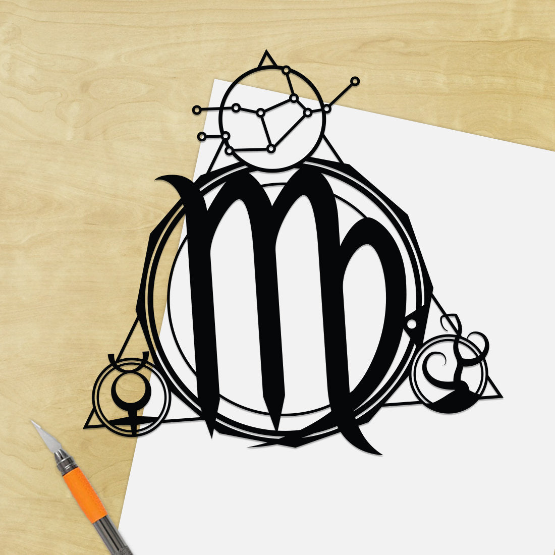 UNFRAMED Virgo Stars Sign paper cut art