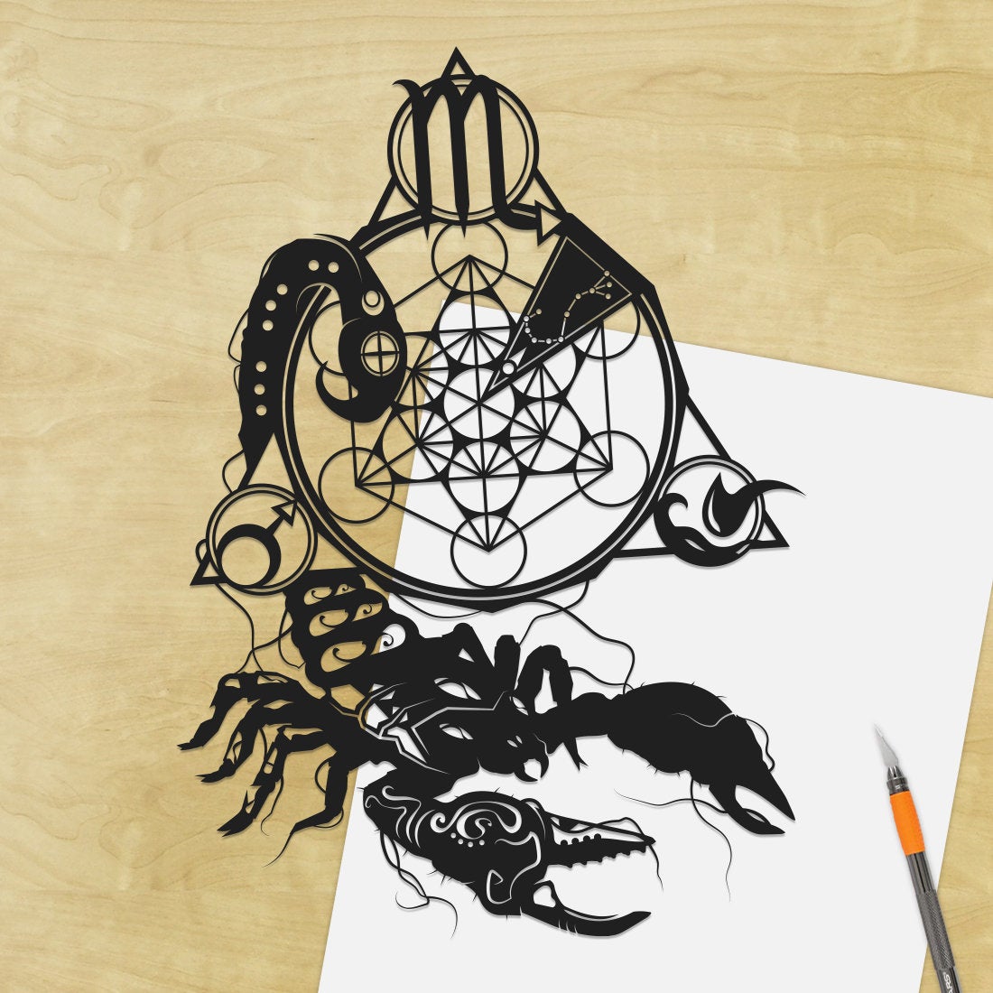 UNFRAMED Scorpio Zodiac paper cut art