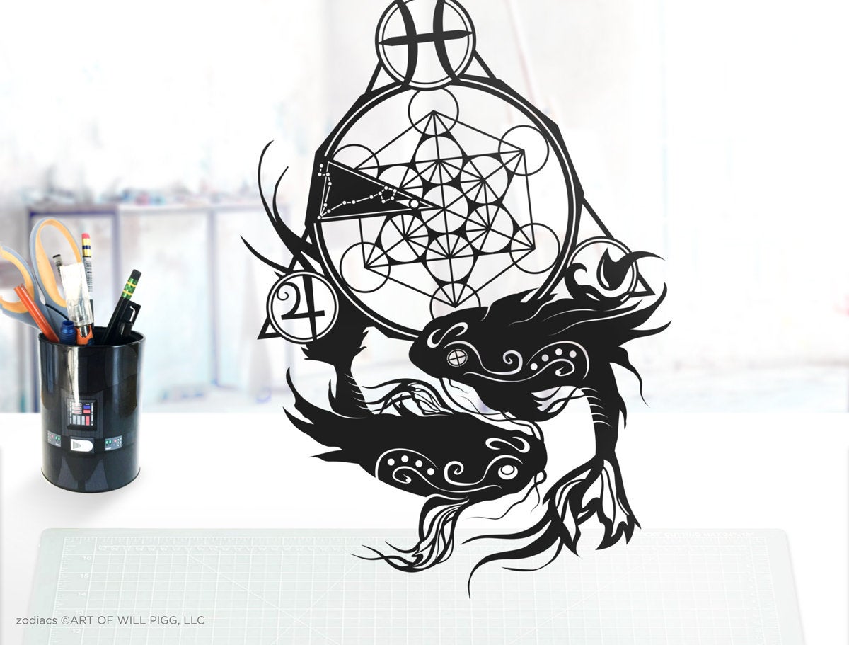 UNFRAMED Pisces Zodiac paper cut art