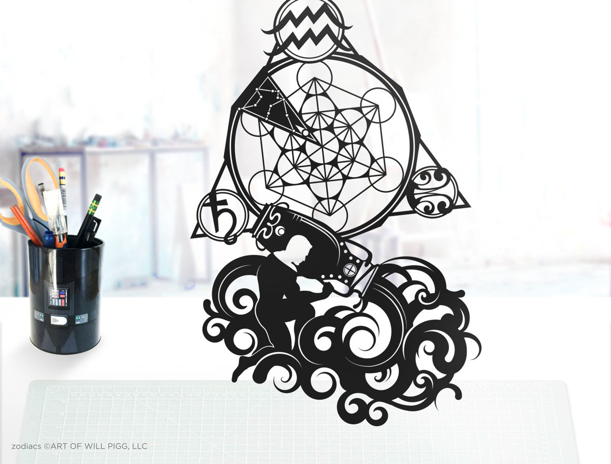 UNFRAMED Aquarius Zodiac paper cut art