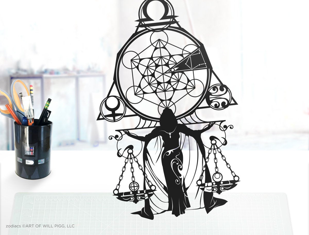 UNFRAMED Libra Zodiac paper cut art