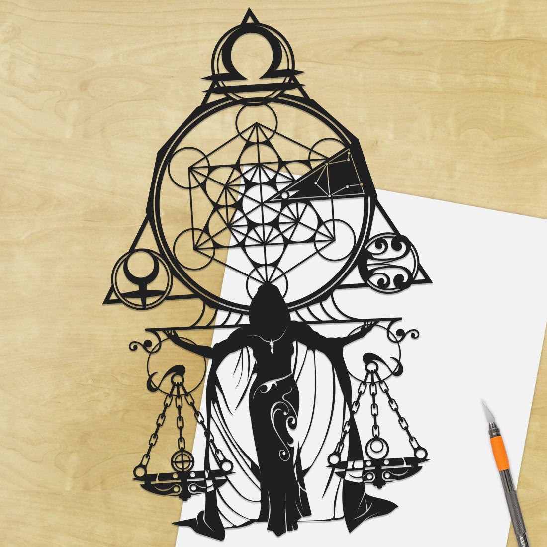 UNFRAMED Libra Zodiac paper cut art