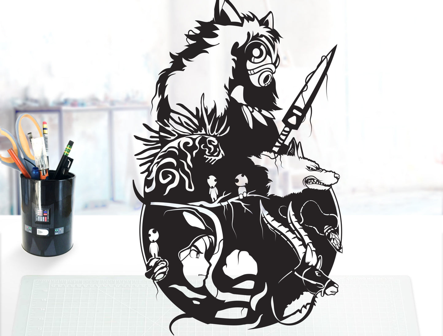 UNFRAMED Princess Mononoke paper cut art
