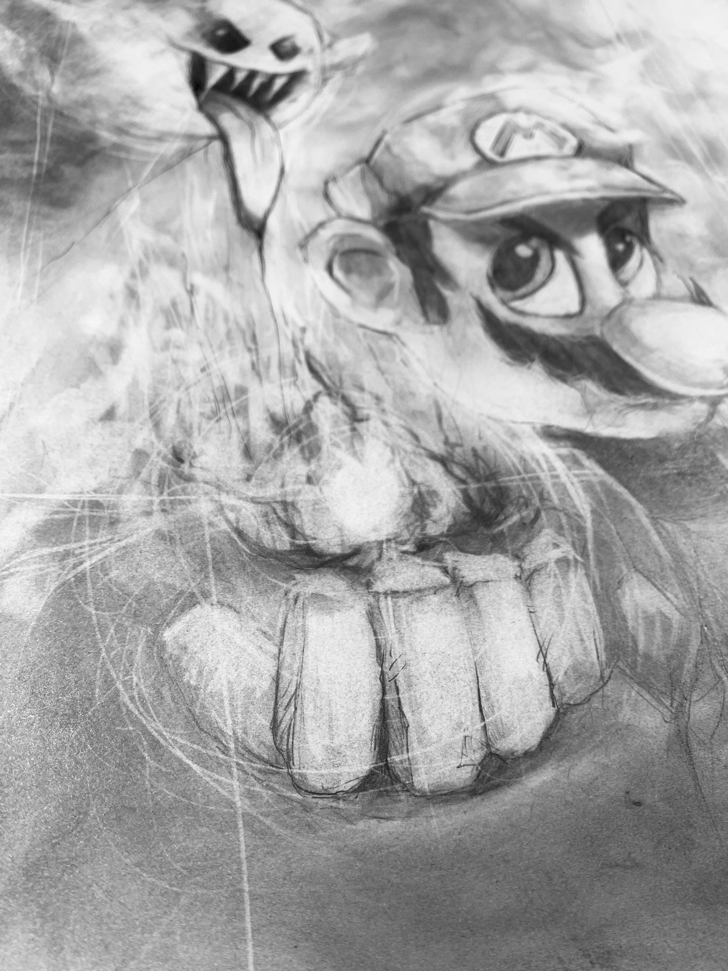Mario Boo - illustration Graphite print