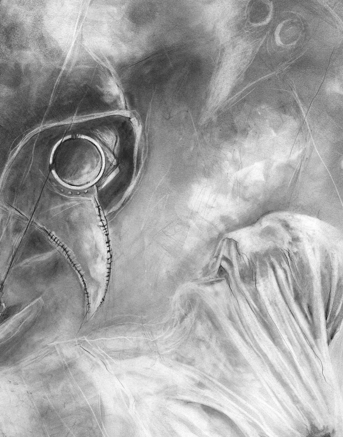 Plague Doctors At Work - Illustration Graphite print