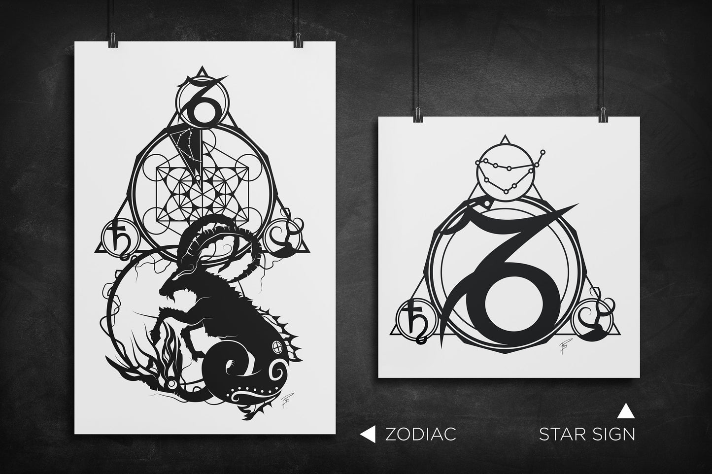 Capricorn - Zodiac Star Sign silhouette art print