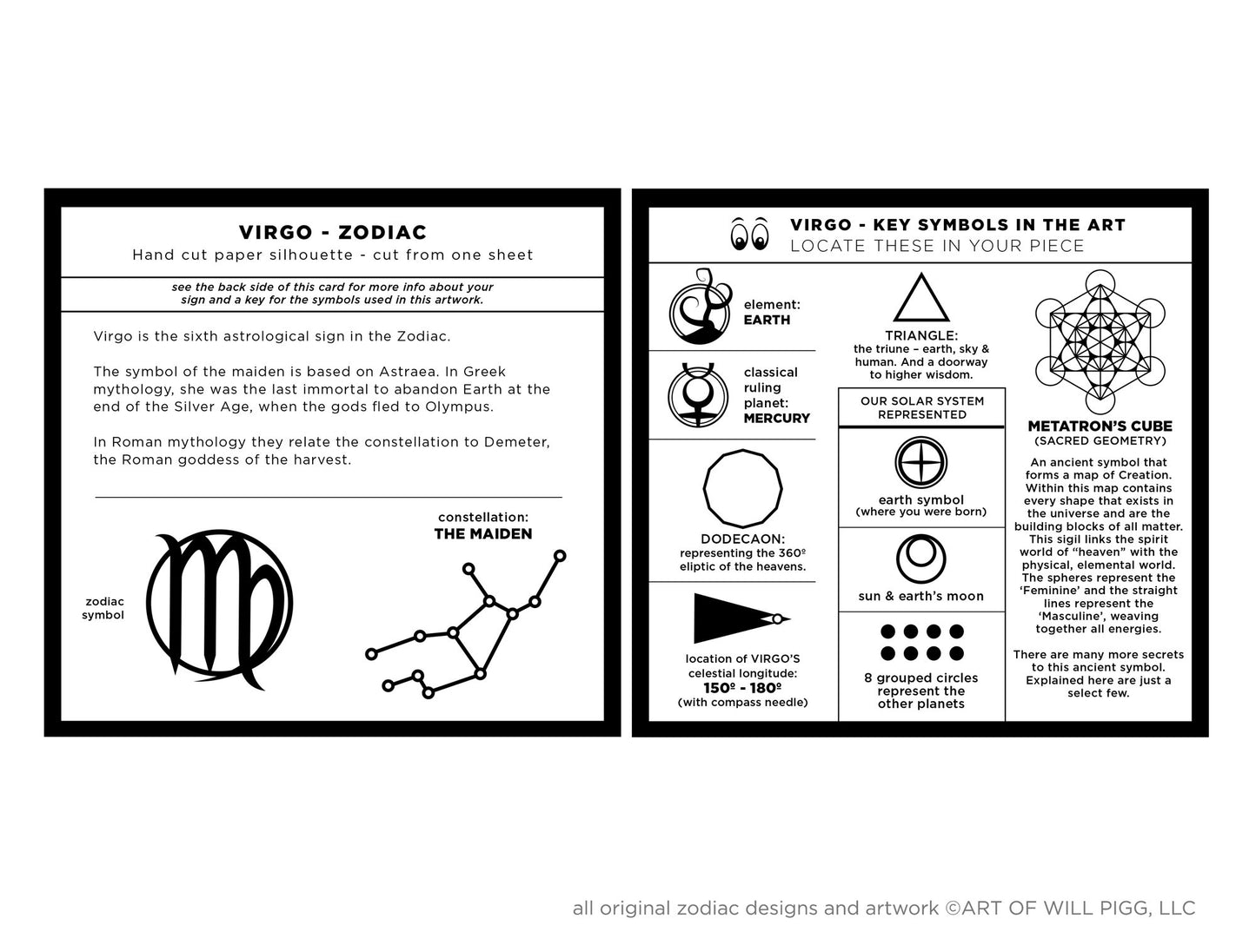 Virgo - Zodiac Star Sign silhouette art print