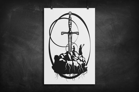 Excalibur - Sword in the Stone silhouette art print